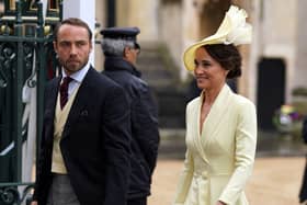 James Middleton has shared he has written a book about how his dog Ella saved his life and introduced him to his wife. Here he is with sister Pippa at the coronation of King Charles and Queen Camilla