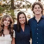 Stefanie Smith, aged 41, pictured with her children Coen, age 18, and Macee, 16, died unexpectedly on a flight on the way back home from holiday. Picture: GoFundMe/Kristi Spratt.