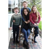 Catherine, Princess of Wales with her children from left Prince Louis, Prince George and Charlotte. The picture was released on March 10, 2024, Mother's Day, but later pulled by several picture agencies after concerns over digital doctoring. It was credited to William, the Prince of Wales Picture from The Prince and Princess of Wales X account
@KensingtonRoyal  