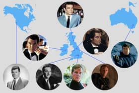 James Bond stars by their place of birth (Barry Nelson, America), David Niven, Roger Moore, Daniel Craig, (England), Pierce Brosnan (Ireland), Sean Connery (Scotland), Timothy Dalton (Wales), and George Lazenby (Australia)