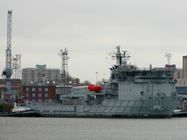 RFA Diligence leaves Portsmouth Harbour 