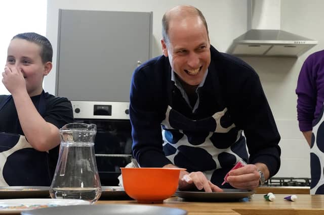Prince William paid tribute to his wife whilst decorating biscuits along with young people during a visit to WEST, the new OnSide Youth Zone in Hammersmith and Fulham in London