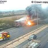 A lorry fire has caused delays on the M5 this morning, with traffic being held with emergency services attend the scene. (Credit: National Highways)