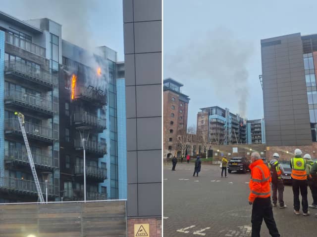 The fire broke out at a block of flats in Breadalbane Street, Edinburgh  shortly after 4am today. Photo: Dom Rogic