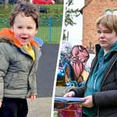 Six-year-old Leo Painter, who died in a car crash in Worcester, and his grieving mum Gemma Painter Picture: SWNS