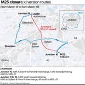 National Highways has warned drivers to only follow official diversion routes to avoid M25 grid-locked traffic this weekend. (Photo: PA Wire)
