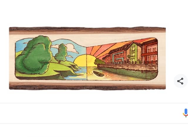 Google Doodle celebrates St Patrick's Day with a landscape of the Irish countryside meeting a city (Photo: Google)