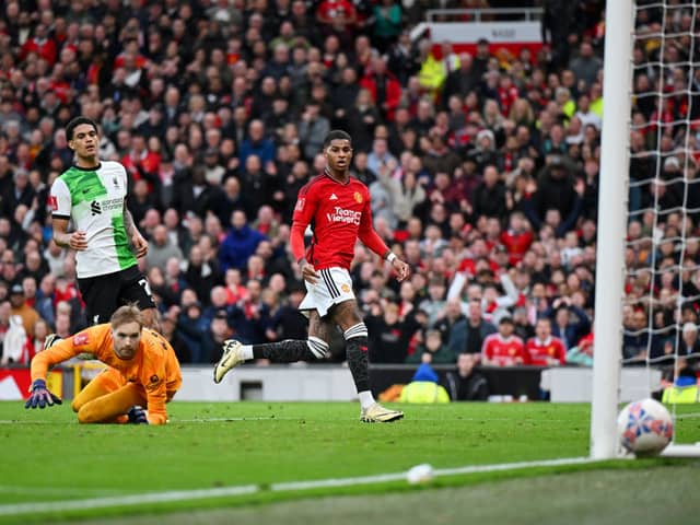 Marcus Rashford scores for Manchester United in FA Cup quarter-final clash vs Liverpool