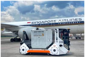 British Airways will use self-driving robot baggage carriers at Gatwick Airport this year - called 'Auto-DollyTug'. (Photo: Aurrigo)