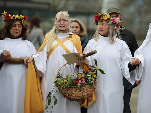 Members of the Druid Order take part in a celebration of the Spring Equinox during a ceremony at Tower Hill, London in March 2017 (Photo: Dan Kitwood/Getty Images)