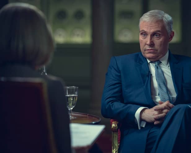 Rufus Sewell as Prince Andrew in the new Nextflix drama Scoop, which depicts the interview between the Duke of York and journalist Emily Maitlis. Picture: Peter Mountain/Netflix/PA Wire.