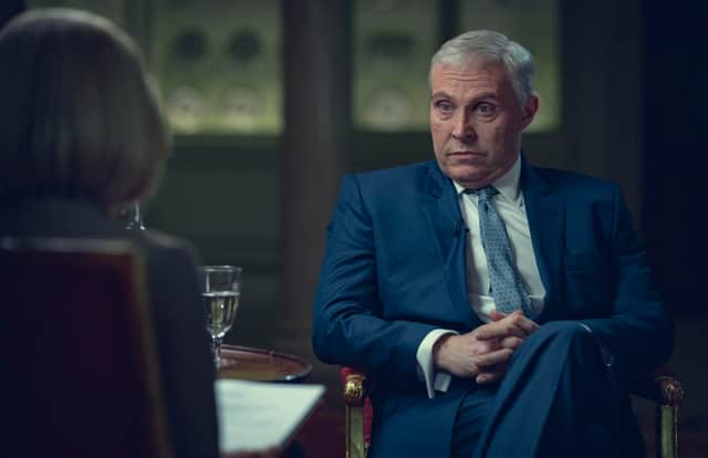 Rufus Sewell as Prince Andrew in the new Nextflix drama Scoop, which depicts the interview between the Duke of York and journalist Emily Maitlis. Photo credit should read: Peter Mountain/Netflix/PA Wire.