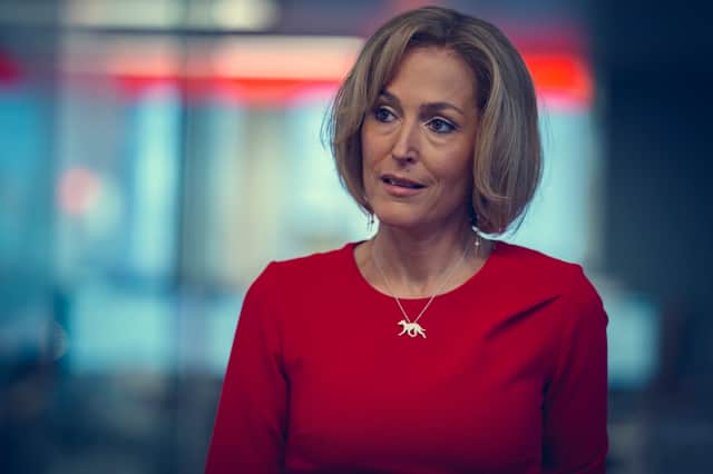 Gillian Anderson as journalist Emily Maitlis, in the new Nextflix drama Scoop, which depicts the interview between the Duke of York and journalist. Photo credit should read: Peter Mountain/Netflix/PA Wire 