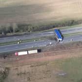 The A1 in Lincolnshire was closed all day Monday and into the early hours of Tuesday morning following a crash involving two HGVs. (Credit: Lincolnshire Police/X)