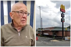 Allwood was confronted when he tried to meet a girl at McDonald's in Hunslet. (pics by Yorkshire Predator Hunters / Google Maps)