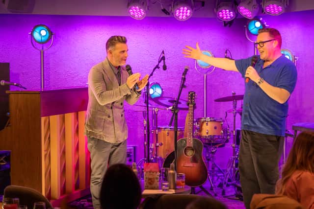 P&O Cruises Musical Director, Gary Barlow, pictured with Food Hero Olly Smith during a showcase in the 710 Club 