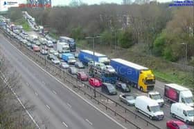 Drivers are facing congestion on the M5 after a "police incident" closed the busy motorway in both directions. (Credit: Motorwaycameras.co.uk)
