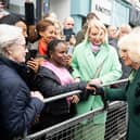Queen Camilla meets well wishers after visiting Knotts bakery on March 21, 2024 in Belfast, Northern Ireland. Picture: Samir Hussein - Pool/Getty Images