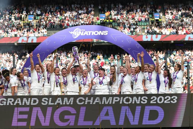 England celebrate winning their 19th Six Nations title in 2023 in front of record-breaking crowd for women's Rugby