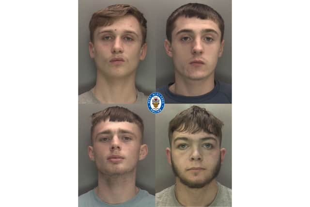 Clockwise from top left: Benjamin Wilkes aged 18 of Guild Avenue, Bloxwich; Patrick Brookes aged 18 of Hunter Crescent, Walsall; Sonny Loveridge aged 19 of Irvine Road, Bloxwich; Ronan McCulloch aged 18 of Livingstone Road, Bloxwich
All convicted of the murder of Bailey Atkinson in January 2023 Picture: West Midlands Police