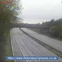 The M1 was closed both ways between Junction 21A and Junction 22 by police. This is the view near Junction 22. Picture motorwaycameras.co.uk
