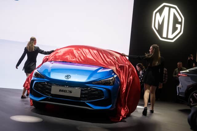 The new MG3 electric model is presented at the 2024 Geneva International Motor Show (Photo: FABRICE COFFRINI/AFP via Getty Images)