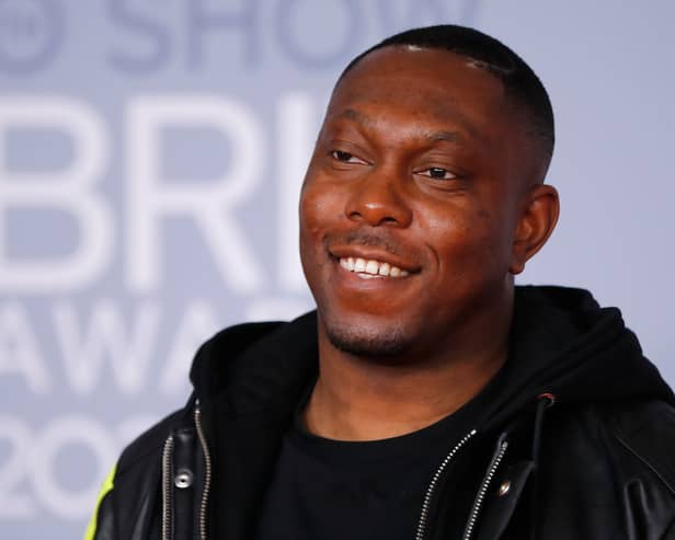 British rapper Dizzee Rascal poses on the red carpet on arrival for the BRIT Awards 2020 in London on February 18, 2020.