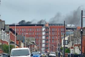 A fire has broken out at the new civil service offices at Talbot Gateway in Blackpool this morning. Picture credit: Tanya Leeming