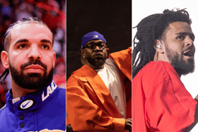 [L-R] Drake, Kendrick Lamar and J. Cole have been involved in a feud since Lamar's guest appearance on "Like That" by Future and Metro Boomin' (Credit: Getty)