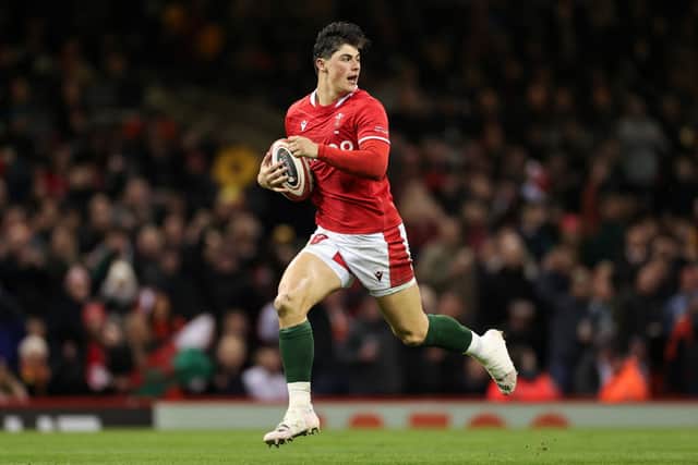 Louis Rees-Zammit in action for Wales in Six Nations clash vs England
