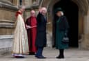 King Charles III and Queen Camilla arrive to attend the Easter Mattins Service at St George's Chapel at Windsor Castle in Berkshire. (Picture: Hollie Adams/PA Wire)