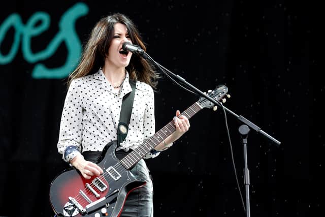 Laura-Mary Carter of Blood Red Shoes performs live on the Main Stage on Day Two during the Reading Festival 2012 at Richfield Avenue on August 25, 2012 in Reading, England.  (Photo by Simone Joyner/Getty Images)