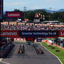 The Japanese Grand Prix start line in 2023 ahead of a McLaren 2-3 finish