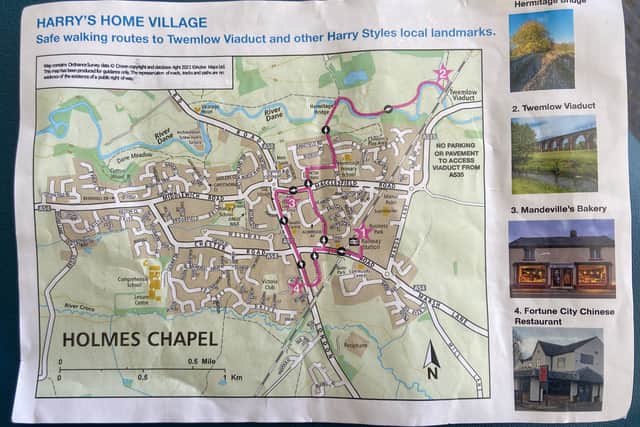 Harry Styles fans are flocking to his home town for a new 'Harry's Village Walking Tour'. 'Harries' are descending on the pretty Cheshire village of Holmes Chapel to follow the footsteps of their idol. The village has produced its own map of the two mile tour which the local railway station ticket officer gives away for free