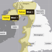 Met Office has named the latest storm as 'Storm Kathleen' with yellow wind warnings in place for Saturday. (Credit: Met Office)