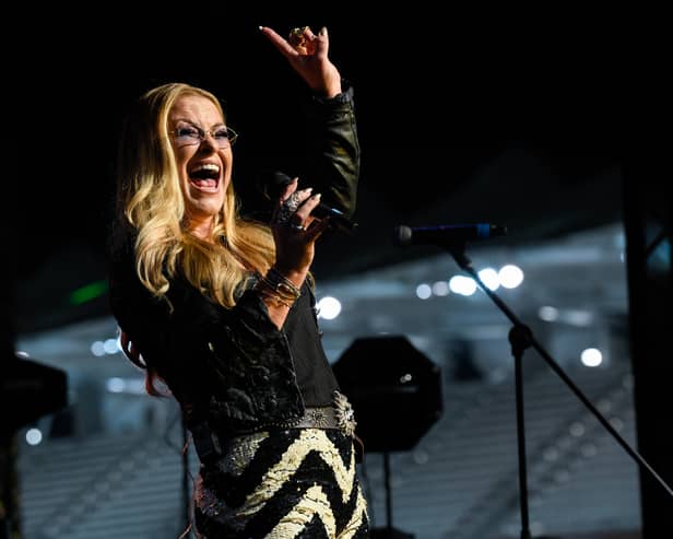 Anastacia performs on stage during the Abu Dhabi Dream Ball at Yas Island on December 09, 2021 in Abu Dhabi, United Arab Emirates. (Photo by Cedric Ribeiro/Getty Images for the Global Gift Gala)