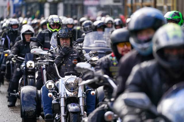 Hundreds of bikers ride from Beverley market place at the start of a memorial bike ride for Dave Myers of the Hairy Bikers. (Picture: Getty Images)