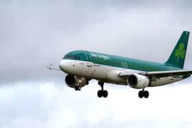 An Aer Lingus flight attempting to land at Dublin Airport made a dramatic go-around after it landed sideways amid high winds brought by Storm Kathleen. (Photo: AFP via Getty Images)