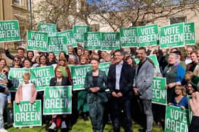 Left to right, Green co-leaders Carla Denyer and Adrian Ramsay, and deputy leader Zack Polanski at the local elections launch in Bristol. Credit: NationalWorld