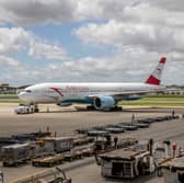 An Austrian Airlines plane from Heathrow Airport was severely damaged on the ground at Vienna Airport after “colliding with a jet bridge”. (Photo: Getty Images)