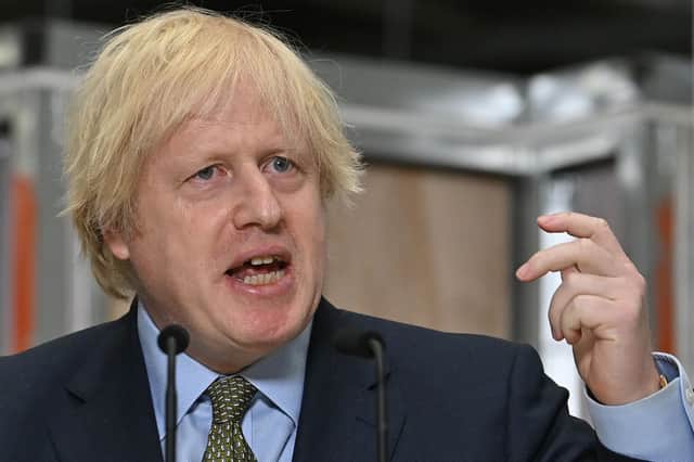 Boris Johnson makes his 'new deal' speech in Dudley. Credit: Getty