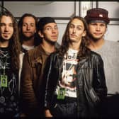 Pearl Jam, Eddie Vedder, Mike McCready, Jeff Ament, Stone Gossard, Dave Abbruzzese, Pinkpop Festival, Landgraaf, Holland, 08/06/1992. (Photo by Gie Knaeps/Getty Images)