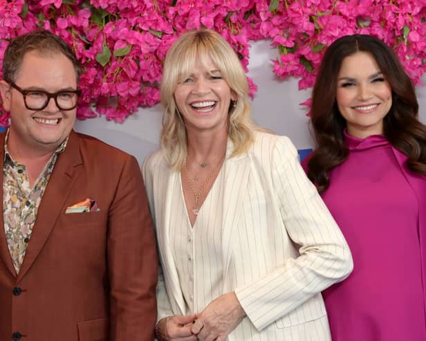 Mamma Mia! I Have A Dream has been axed after only one series.  Alan Carr, Zoe Ball and Samantha Barks attend ITV's "MAMMA MIA! I Have a Dream" photocall at Charlotte Street Hotel on September 28, 2023 in London, England