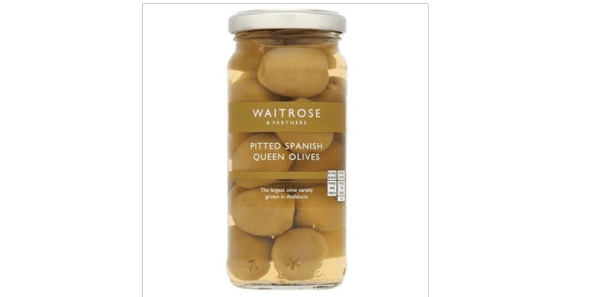 Waitrose & Partners has recalled its Pitted Spanish Queen Olives as they may contain pieces of glass