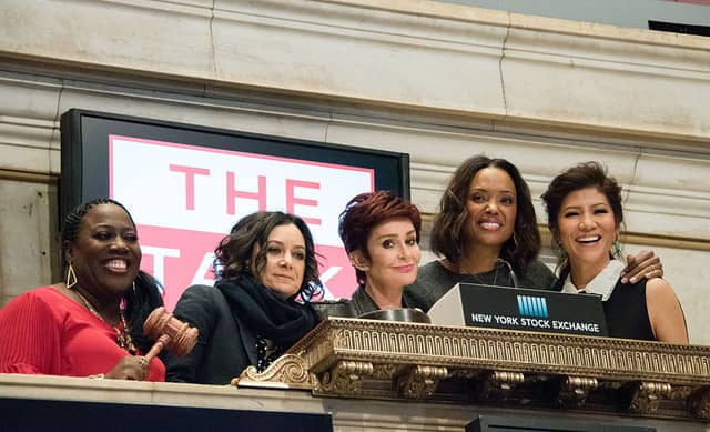 Primetime daytime TV show The Talk has been axed. Sheryl Underwood, Sara Gilbert, Sharon Osbourne, Aisha Tyler and Julie Chen of CBS' 'The Talk' ring the closing bell at the New York Stock Exchange on December 9, 2015 in New York City