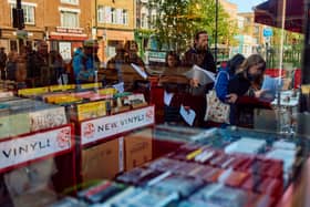 People queue outside indie record store Flashback Records to shop for vinyls on Record Store Day in London today Picture: Benjamin Cremel / AFP
