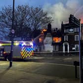 The Burn Bullock in London, a heritage-list pub, has suffered significant damage after a fire on Friday, according to the London Fire Brigade (Credit: Mitcham Cricket Club on Twitter/X)