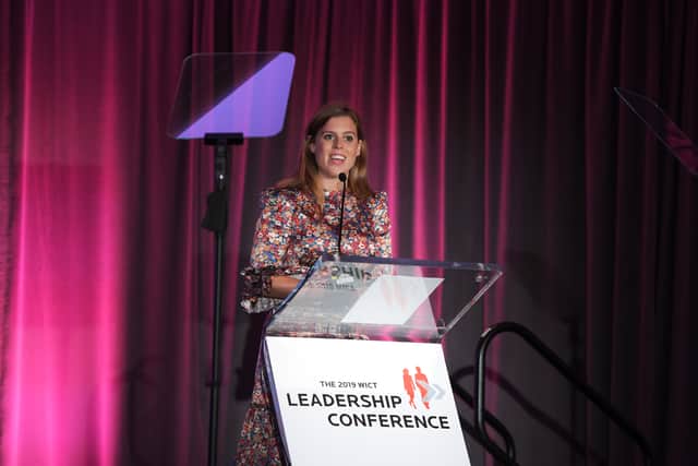 Princess Beatrice of York speaks onstage at WICT Leadership Conference And Touchstones Luncheon at The New York Marriott Marquis on September 17, 2019 in New York City. (Photo by Lawrence Busacca/Getty Images for Women in Cable Telecommunications )