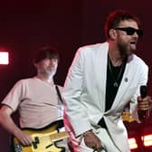 Alex James and Damon Albarn of Blur perform at the Coachella Stage during the 2024 Coachella Valley Music and Arts Festival during their Weekend Two performance. Lead singer Damon Albarn admitted to the crowd that this was "probably our last" performance (Credit: Getty)