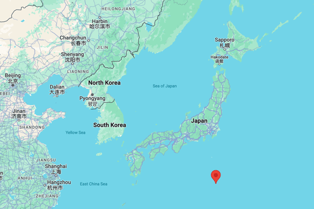 Torishima Island is located to the south of Japan's mainland, with the area frequently used for MSDF drills (Credit: Google Maps)